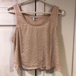 Blush tank top with rhinestones